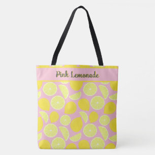 Tropical Lemon Art Rosa med Gult Tygkasse