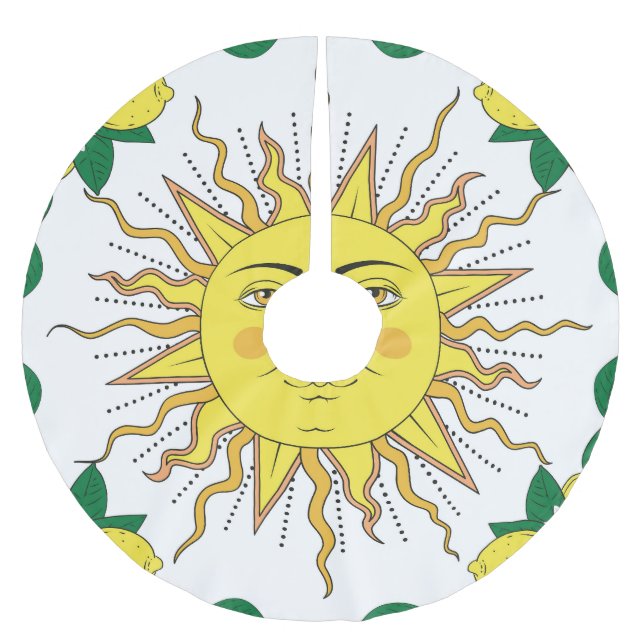Tropical Lemon Fruits, Sol Ansikte. Julgransmatta Borstad Polyester (Framsidan)