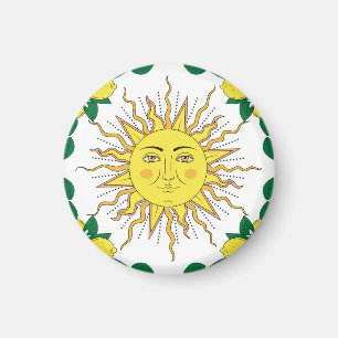 Tropical Lemon Fruits, Sol Ansikte. Magnet