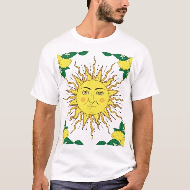 Tropical Lemon Fruits, Sol Ansikte. T Shirt (Framsida)
