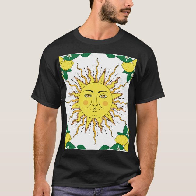Tropical Lemon Fruits, Sol Ansikte. T Shirt (Framsida)