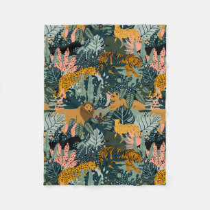 Tropical Leopard och Tiger Print Jungle Mönster  Fleecefilt