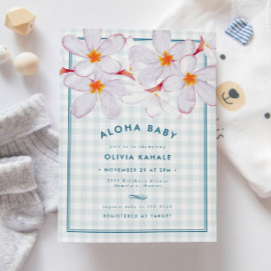 Tropical Light Blue Blommigt Aloha Pojke Shower