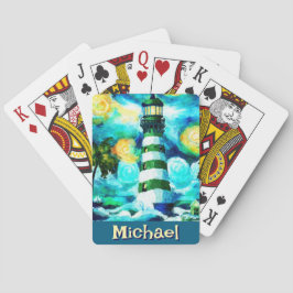 Tropical Lighthouse Coastal Nautical Personlig Casinokort