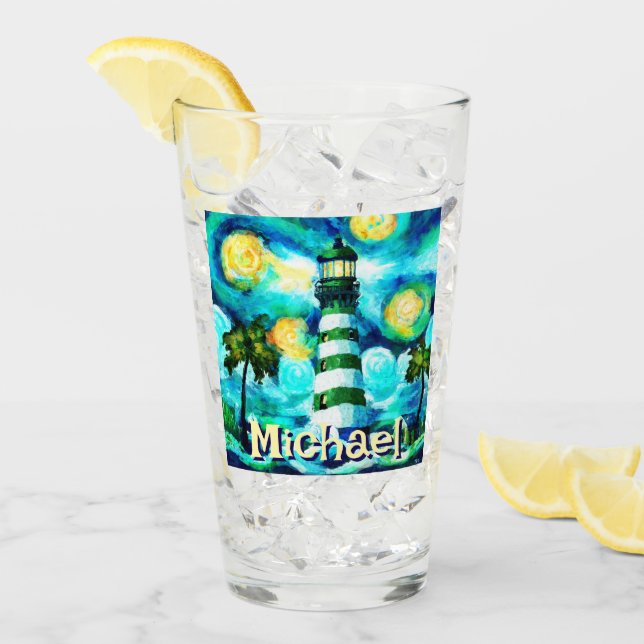 Tropical Lighthouse Coastal Nautical Personlig Glaskopp (Framsida Ice)