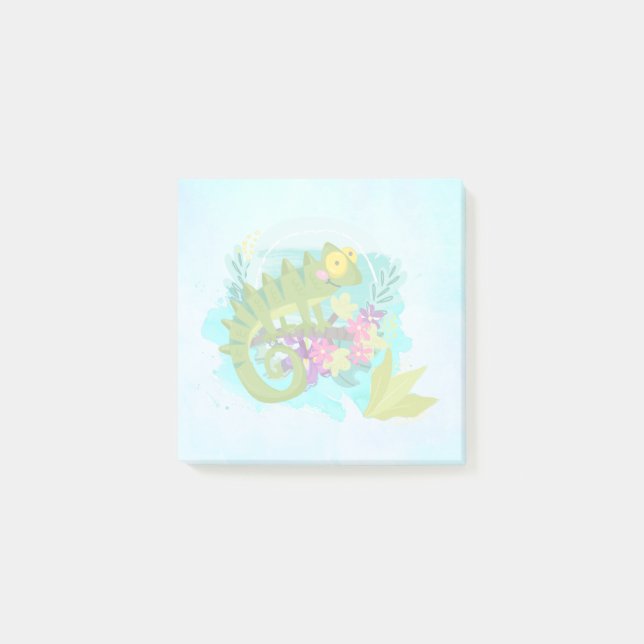 Tropical Lizard med Flowers Post-it Block (Framsida)