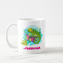 Tropical Lizard with Flowers Personlig Kaffemugg