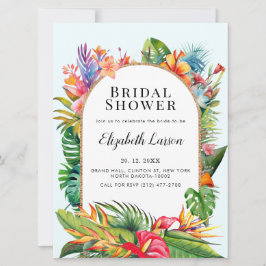 Tropical Löv Blommigt Beach Wedding Inbjudningar