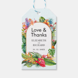 Tropical Löv Blommigt Beach Wedding Presentetikett