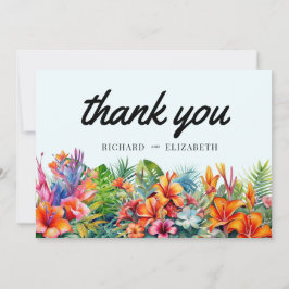 Tropical Löv Blommigt Beach Wedding Tack Kort