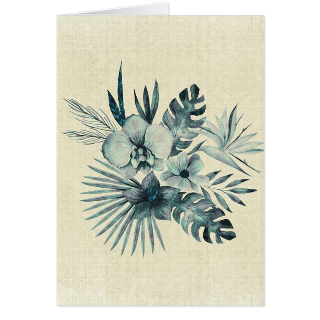 Tropical löv bouquet hälsningskort (Framsidan)
