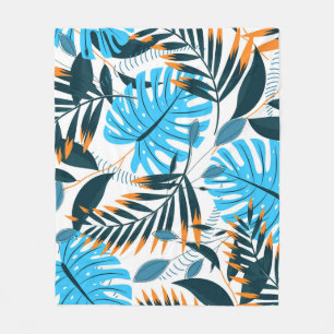 Tropical Löv Bright White Mönster Fleecefilt