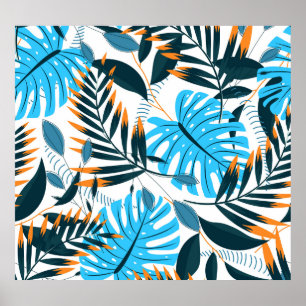 Tropical Löv Bright White Mönster Poster