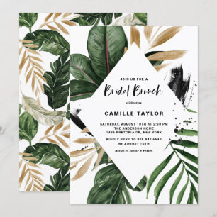 Tropical Löv Faux Gold Foil Ram Möhippa Brunch Inbjudningar