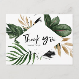 Tropical Löv Faux Gold Foil Rustic Tack Vykort