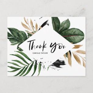 Tropical Löv Faux Gold Foil Rustic Tack Vykort