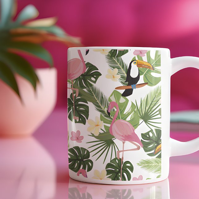 Tropical Löv Flamingo Kaffemugg (Skapare uppladdad)