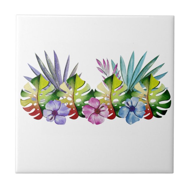Tropical Löv Flower Colorful Hawaiian Kakelplatta (Framsidan)