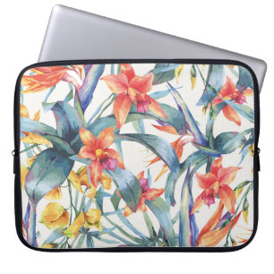 Tropical Löv Flowers Vintage Botanical Laptop Fodral