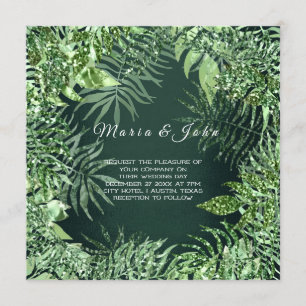 Tropical Löv Glitter Garden Mint Grönt Cali Lux Inbjudningar
