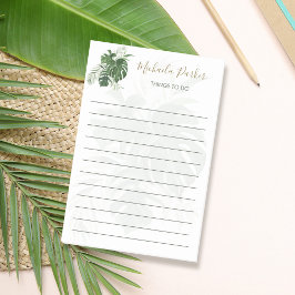 Tropical Löv Greenery Elegant Script Post-it Block