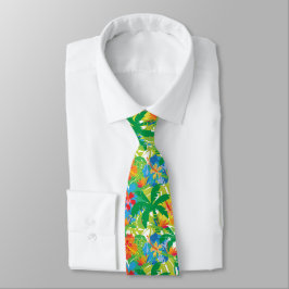 Tropical löv grönt necktie slips