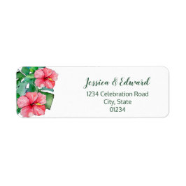 Tropical Löv Hibiscus Address Label Returadress Etikett