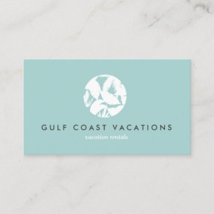 Tropical Löv Logotyp on Aqua for Vacation Rental Visitkort