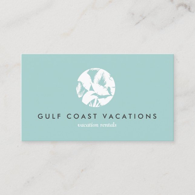 Tropical Löv Logotyp on Aqua for Vacation Rental Visitkort (Framsida)