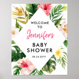 Tropical Löv Luau Baby Shower Välkommen Poster