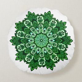Tropical Löv Mandala on White Boho Rund Kudde