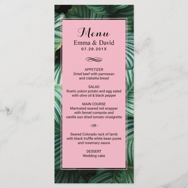Tropical Löv Modern Luau Bröllop Menu Meny (Framsida)