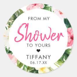 Tropical Löv Möhippa Stickers Runt Klistermärke