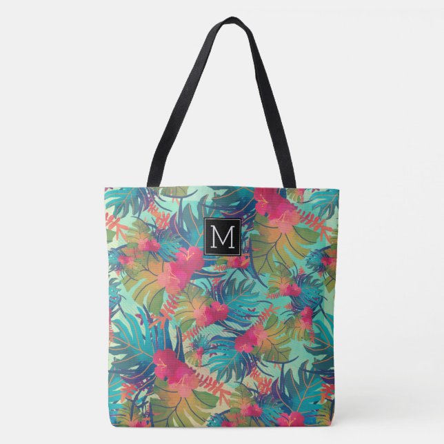 Tropical Löv Monogram Tygkasse (Framsida)
