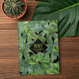 Tropical Löv Mönster Plant Watering Notebook Anteckningsbok