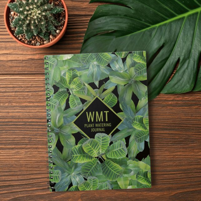 Tropical Löv Mönster Plant Watering Notebook Anteckningsbok (A handy notebook for all sorts of plant related tasks. I've titled it as a Plant Watering Journal)