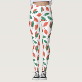 Tropical löv mönster yoga leggings