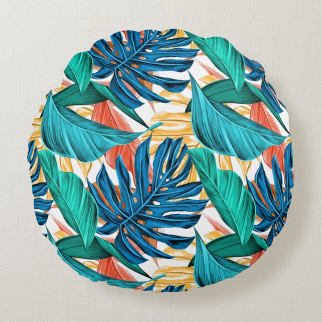 Tropical Löv Potpourri Rund Kudde (Framsidan)