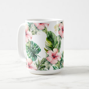 Tropical Löv Rosa Hibiscus Flowers Kaffemugg