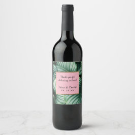Tropical Löv Rosa Label Luau Beach Wedding Vinflaska Etikett