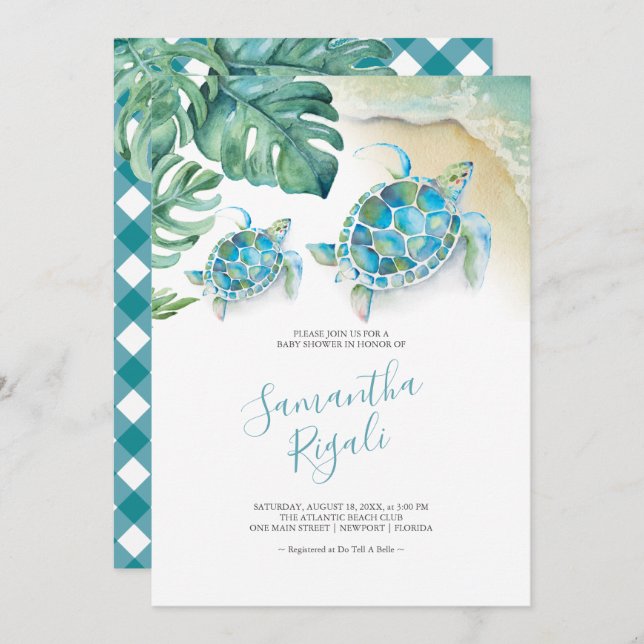 Tropical Löv Sea Turtle Boy Shower (Fram/baksida)