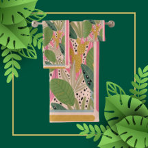 Tropical Löv Teal, Grönt, Rosa, Beachy Färg