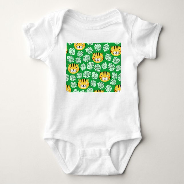 Tropical Löv Tiger Kid Mönster T Shirt (Framsida)