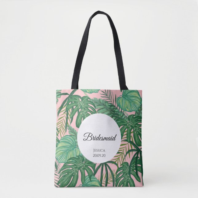 Tropical Lövs Beach Wedding Bridesmaid Tote Bag Tygkasse (Framsida)