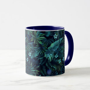 Tropical Lövs Blåa blommor Mugg