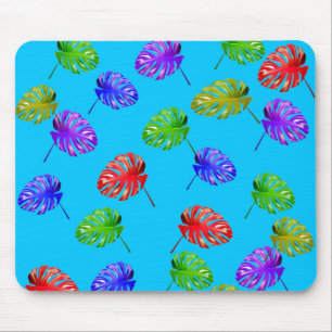 Tropical Lövs Blue Background Mousepad Musmatta