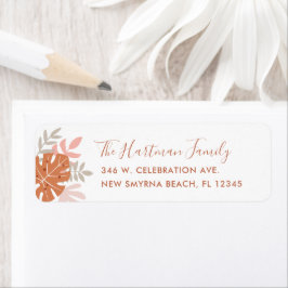 Tropical Lövs Boho Terracotta Orange  Rosa Returadress Etikett