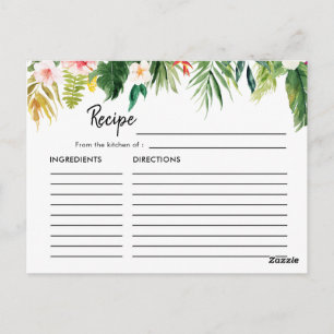 Tropical Lövs Luau Möhippa Recipe Card Vykort