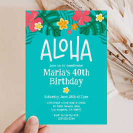 Tropical Luau Aloha 40:e födelsedagen Inbjudningar