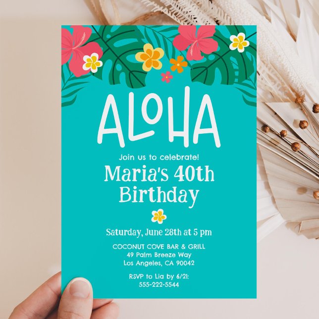 Tropical Luau Aloha 40:e födelsedagen Inbjudningar (Skapare uppladdad)